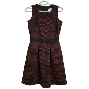 Tabitha Anthropologie Red Black Sleeveless Fit & Flare Dress Work Cocktail SZ 2